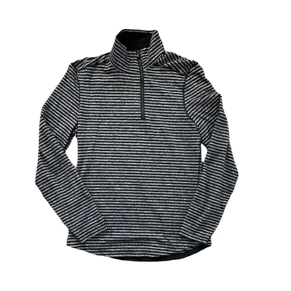 LULULEMON Men's Studio Half Zip Pullover Black White Striped Size Medium - Picture 2 of 8